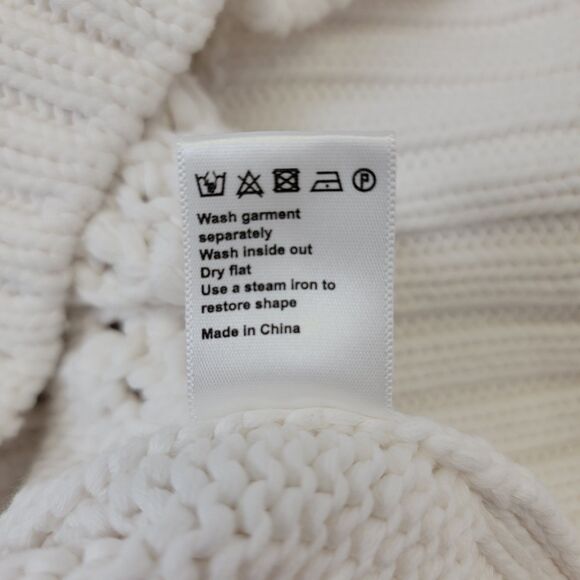 ME+EM Women's White Cotton Open Stitch Knitted LS Weekend Jumper Size US 6 EUC - Picture 9 of 9